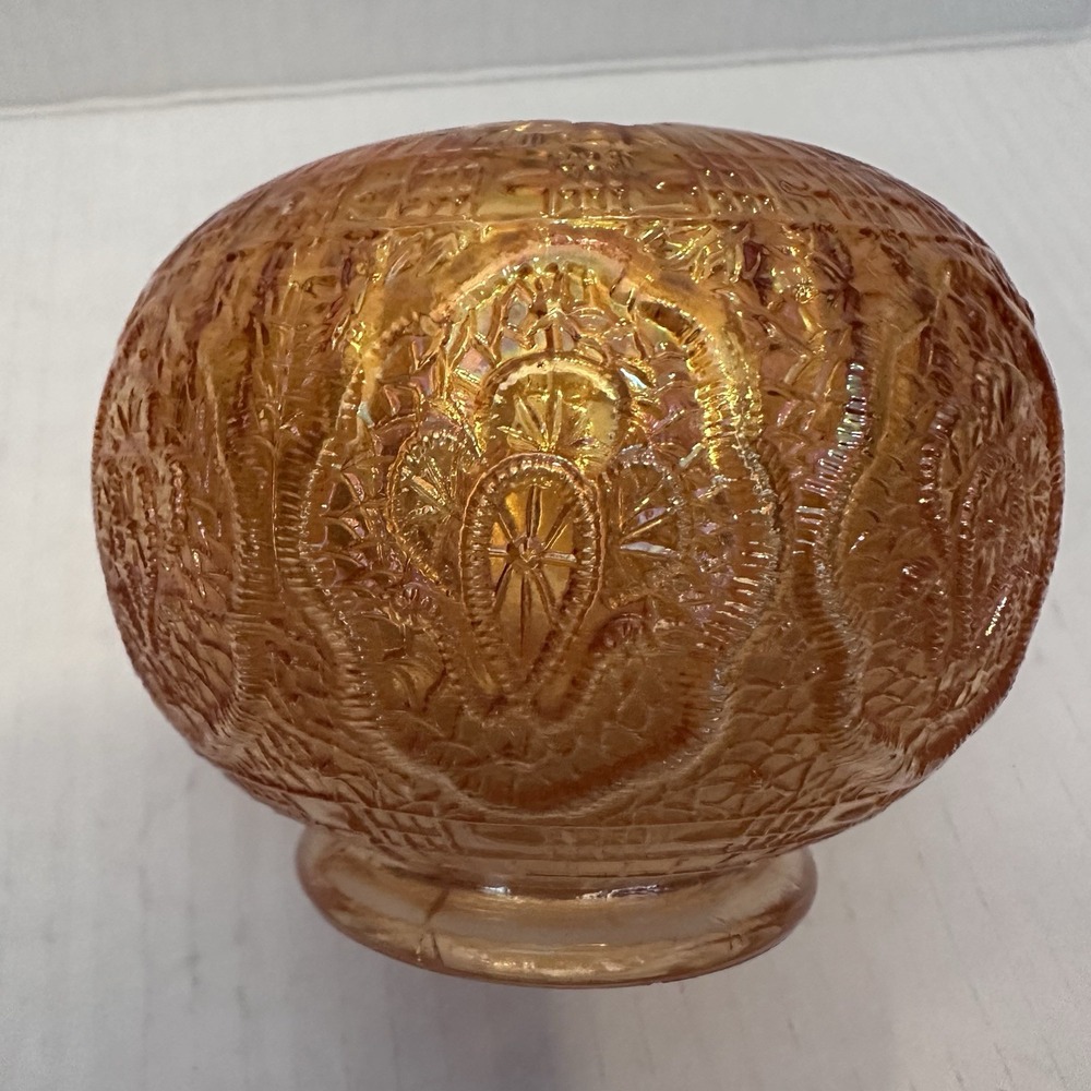Vintage Fenton Marigold Carnival‎ Glass Persian Hair Receiver Rose Bowl Antique - Picture 7 of 8